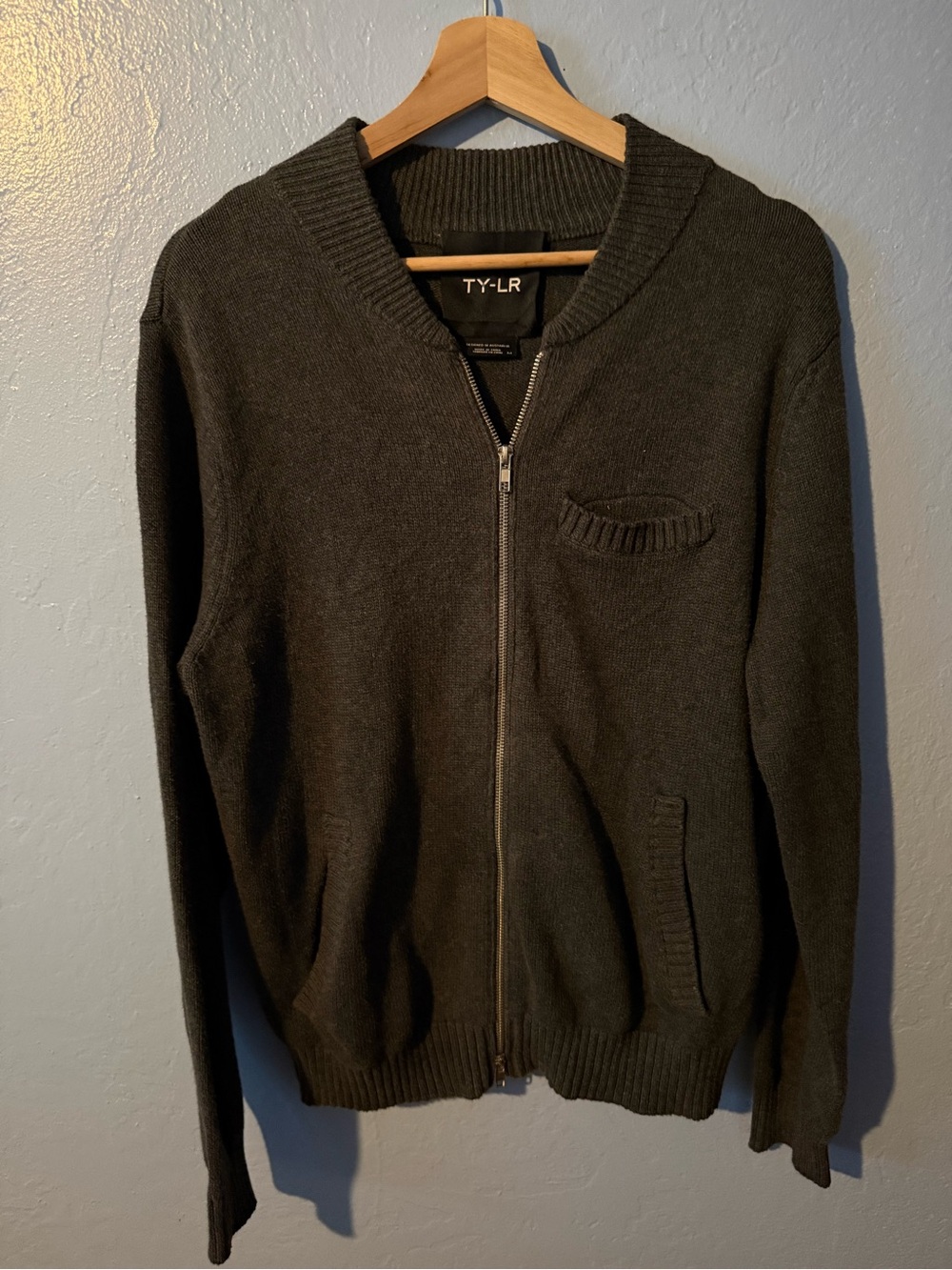 TY-LR Men's Slate Grey Zip-Front Sweater